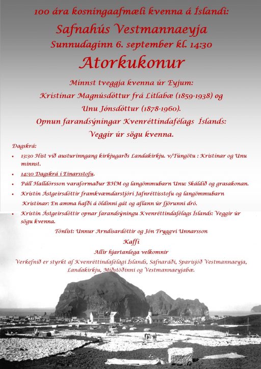 Atorkukonur í Safnahúsinu 6. september kl. 14:30
