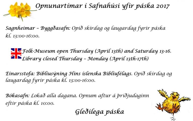 Sagnheimar og Safnahús um páska