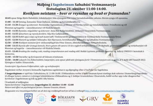 Kveikjum neistann – Málþing í Sagnheimum föstudaginn 21. október 11:00 – 14:00