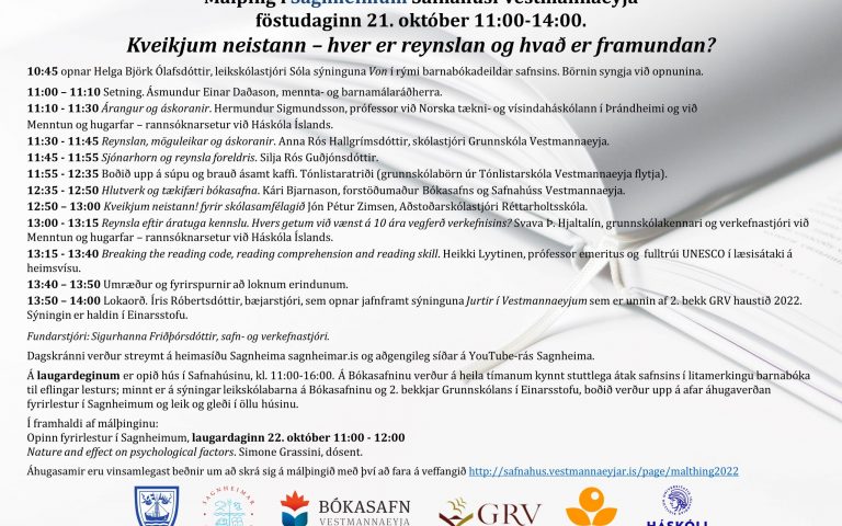 Kveikjum neistann – Málþing í Sagnheimum föstudaginn 21. október 11:00 – 14:00